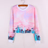 Modern City print Cropped Sweatshirt Pullover