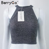 Knitted Halter Bustier Cropped  Top