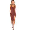 Sexy Body Contour Party Dress V Neck Side Slit