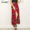 Boho Print High Waist Long Split Maxi Skirt Floral Print Beach Skirt
