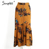 Boho Print High Waist Long Split Maxi Skirt Floral Print Beach Skirt
