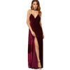 Burgundy Velvet Maxi Backless Dress Deep V Neck