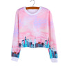 Modern City print Cropped Sweatshirt Pullover