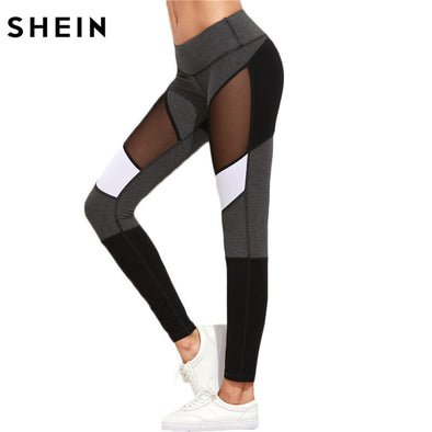 Mesh Women Fitness / Workout Leggings Color Block