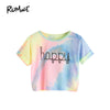 Happy Rainbow Pastel Tie Dye Cropped T-Shirt