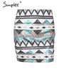 Aztec print Sequin Pencil Skirt High Waist streetwear