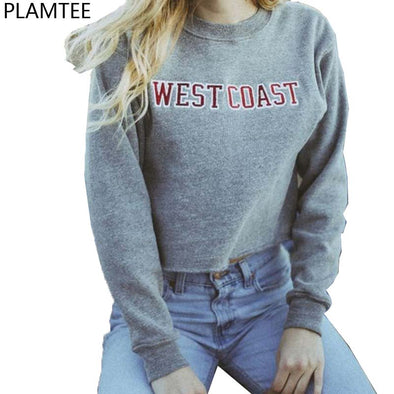 West Coast Cropped Sweatshirt Pullover Street Style