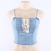 Summer Lace Up Cropped Tank Top